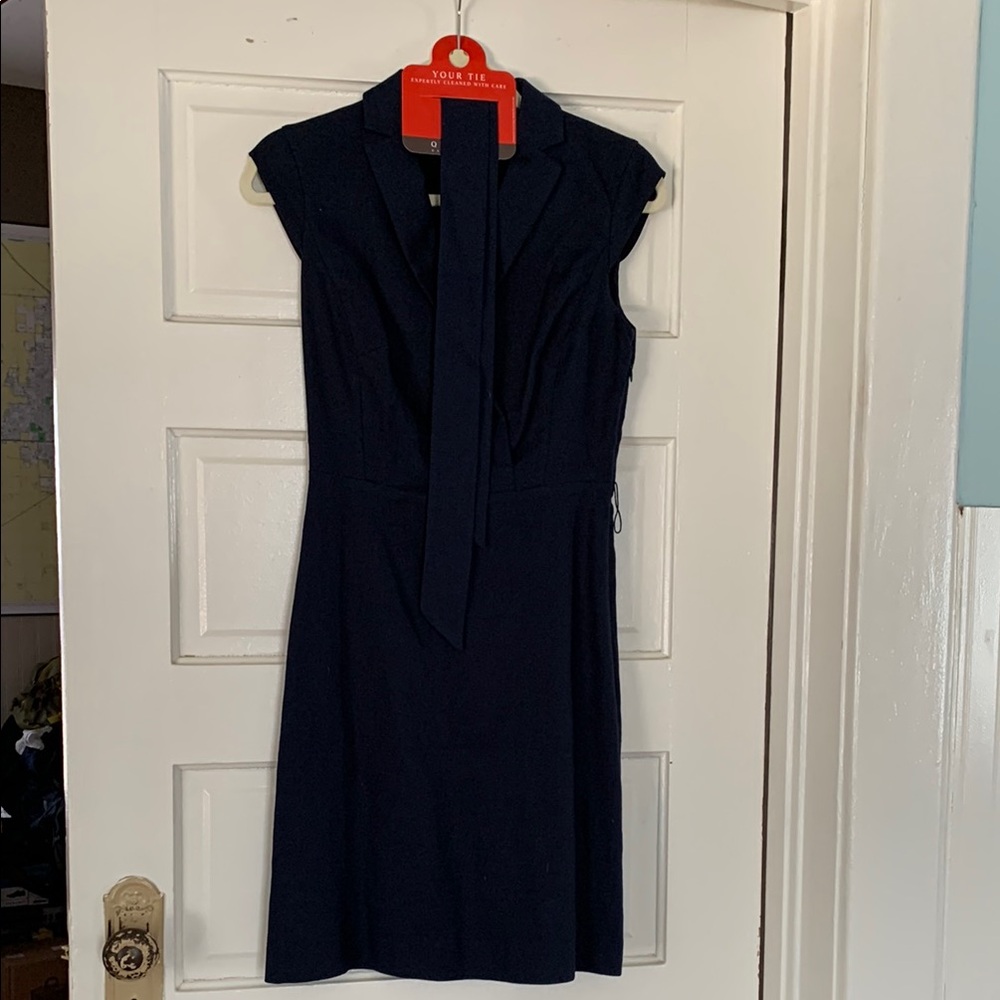 J. Crew Blue Mock Neck Sheath Dress Midi Work